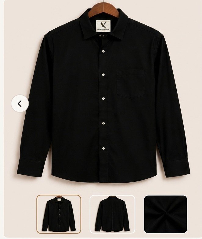 Classic Jet Black Giza Cotton Shirt – 70s Thread Count
